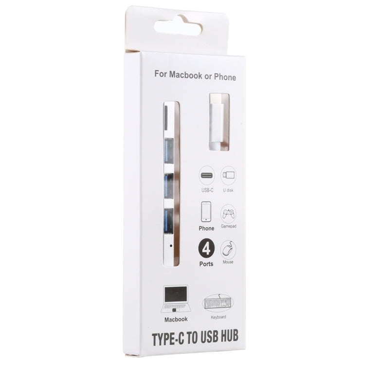 T-818 TF + 3 x USB 3.0 to USB-C / Type-C HUB Adapter (Silver)