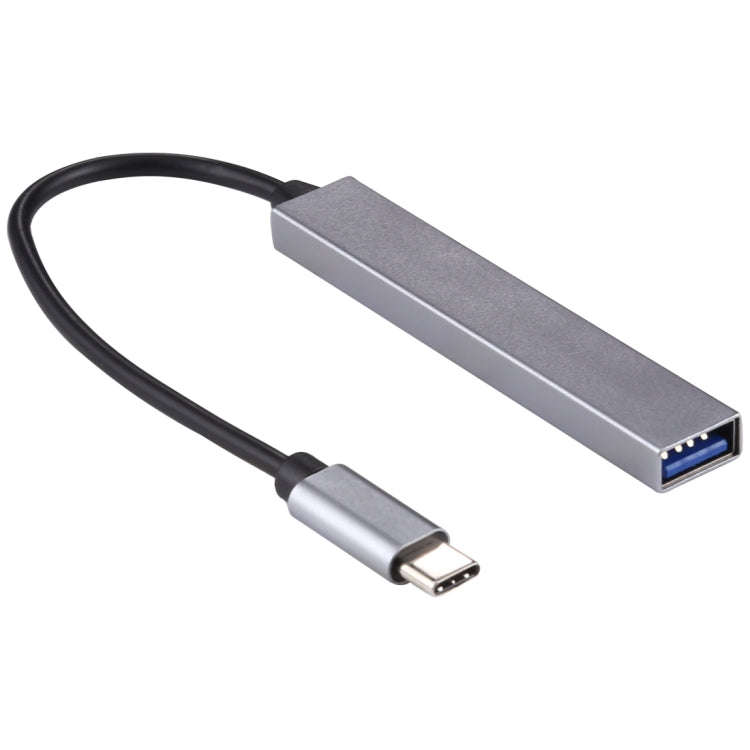 T-818 4 x USB 3.0 to USB-C / Type-C HUB Adapter (Silver Grey)