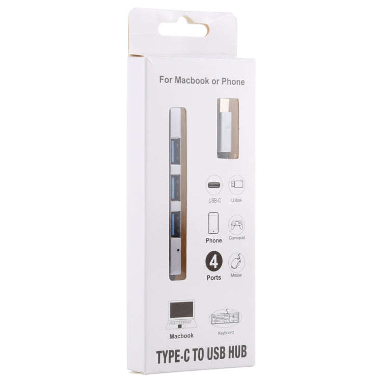 T-818 4 x USB 3.0 to USB-C / Type-C HUB Adapter (Silver Grey)