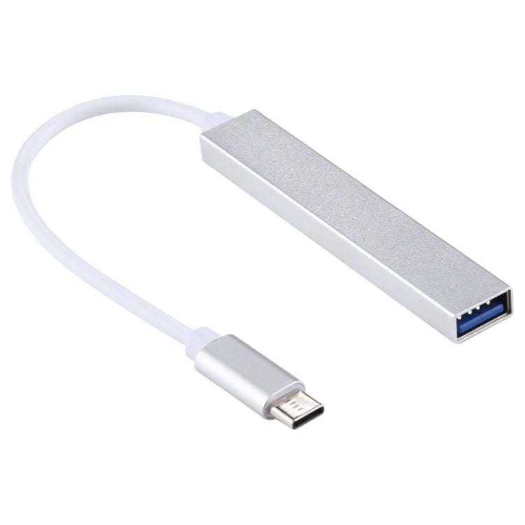 T-818 4 x USB 3.0 to USB-C / Type-C HUB Adapter (Silver)