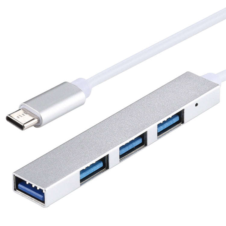 T-818 4 x USB 3.0 to USB-C / Type-C HUB Adapter (Silver)