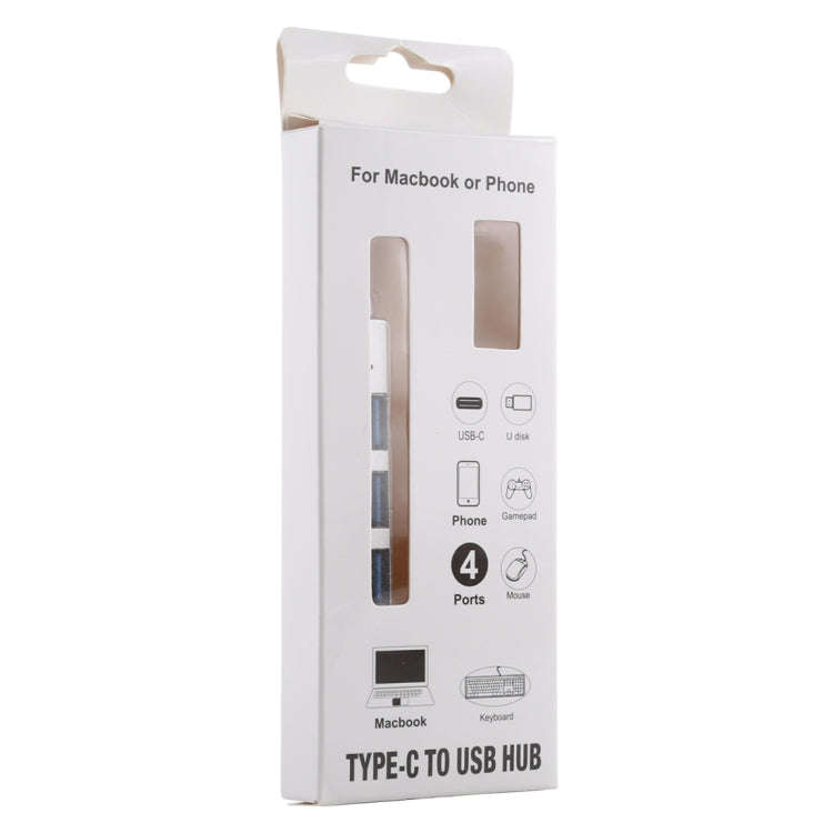 T-818 4 x USB 3.0 to USB-C / Type-C HUB Adapter (Silver)