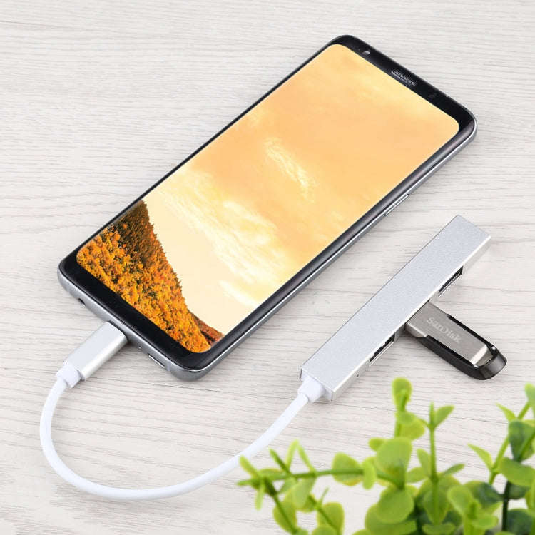 T-818 4 x USB 3.0 to USB-C / Type-C HUB Adapter (Silver)