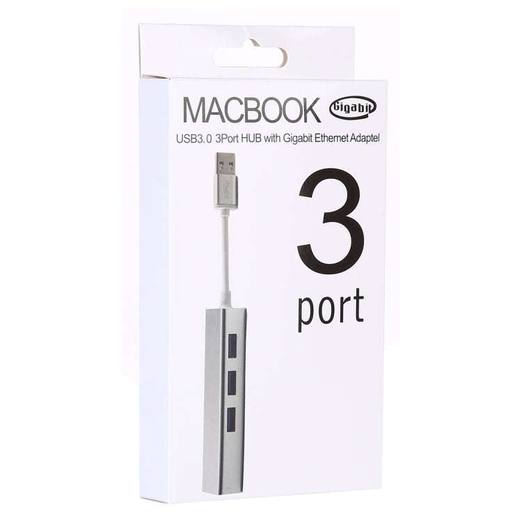 Aluminum Shell 3 USB3.0 Ports HUB + USB3.0 Gigabit Ethernet Adapter