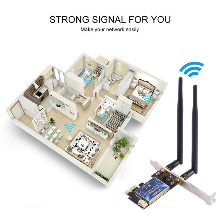 EDUP EP-9620 2 in 1 AC1200Mbps 2.4GHz & 5.8GHz Dual Band PCI-E 2 Antenna WiFi Adapter External Ne...