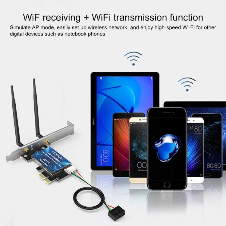 EDUP EP-9620 2 in 1 AC1200Mbps 2.4GHz & 5.8GHz Dual Band PCI-E 2 Antenna WiFi Adapter External Ne...