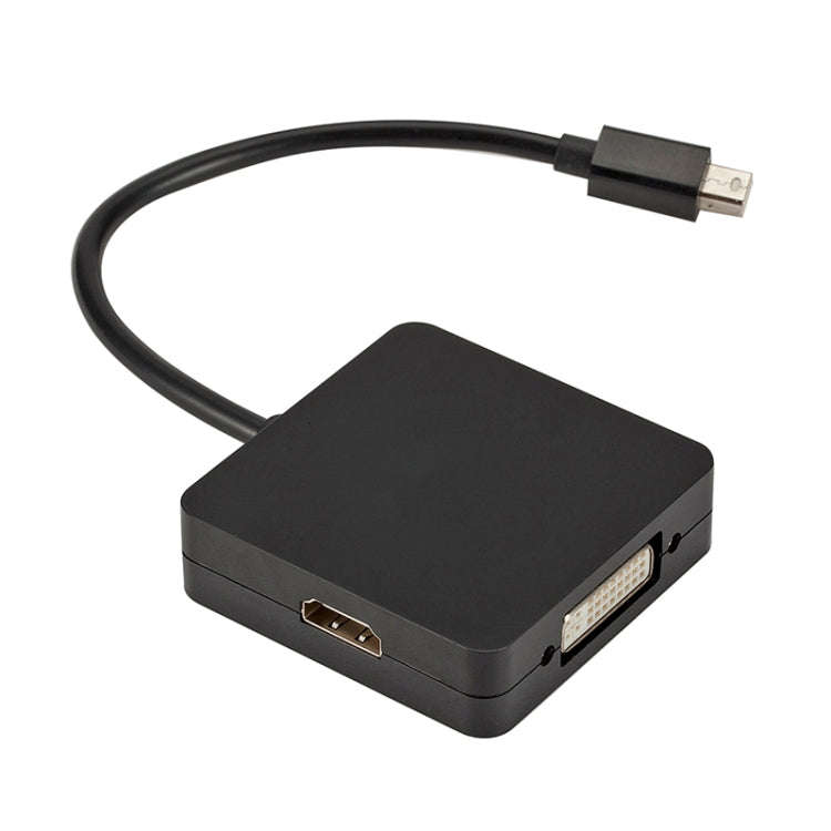 3 in 1 Mini DP Male to HDMI + VGA + DVI Female Square Adapter, Cable Length: 18cm (Black)