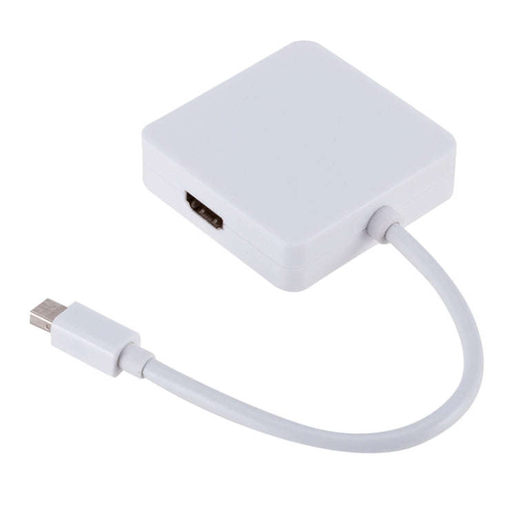 3 in 1 Mini DP Male to HDMI + VGA + DVI Female Square Adapter, Cable Length: 18cm (White)