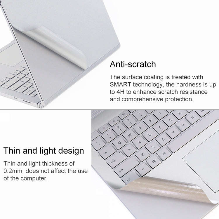 4 in 1 Notebook Shell Protective Film Sticker Set for Microsoft Surface Book 2 15 inch(Grey)