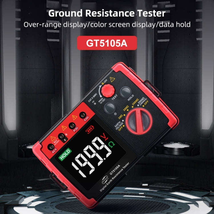 BENETECH GT5105A Professional LCD Digital Resistance Tester Meter Megger Earth Ground Resistance ...