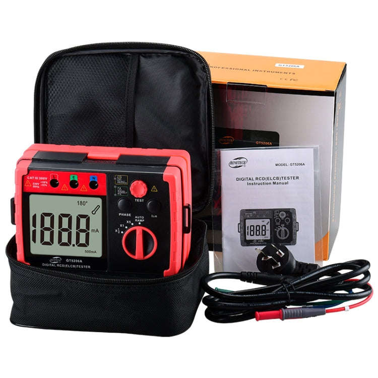 BENETECH GT5206A Professional LCD Digital Leakage Protector Switch Tester