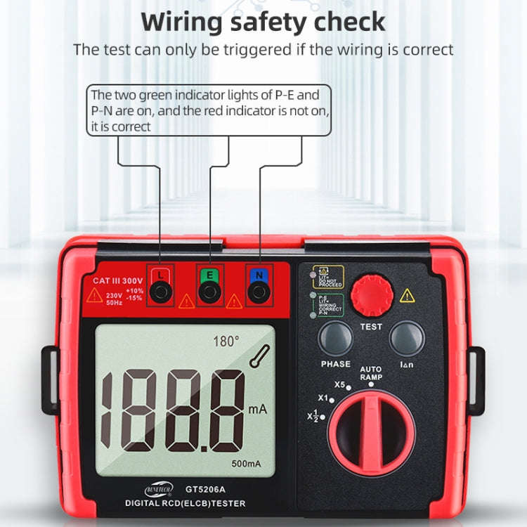 BENETECH GT5206A Professional LCD Digital Leakage Protector Switch Tester