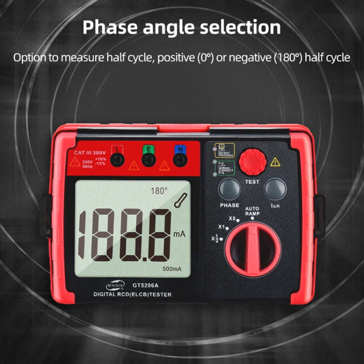 BENETECH GT5206A Professional LCD Digital Leakage Protector Switch Tester