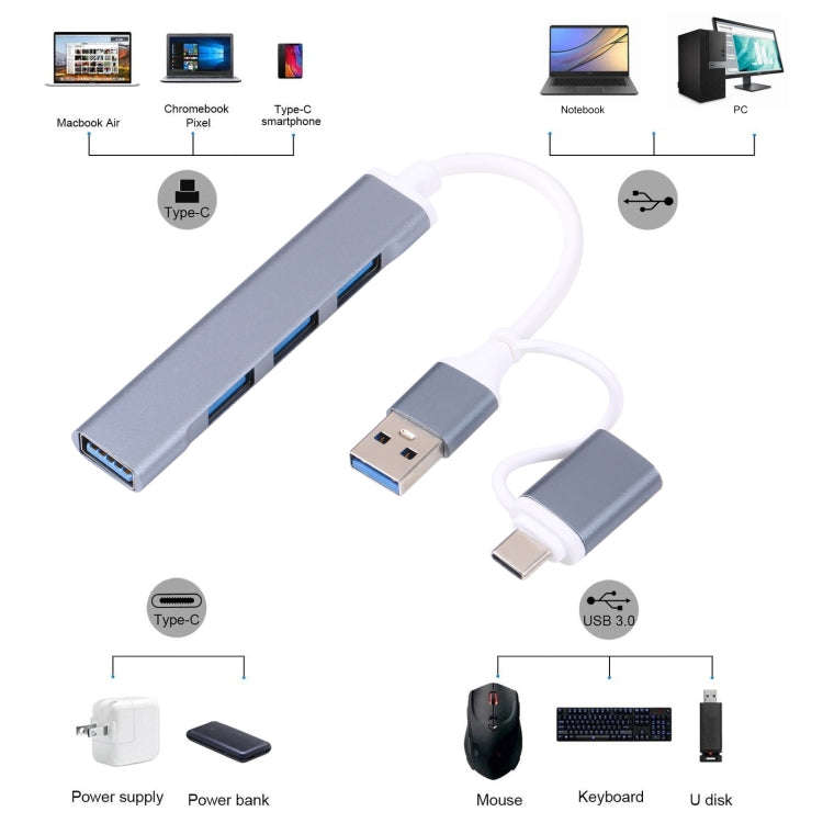 A-806 5 in 1 USB 3.0 and Type-C / USB-C to USB 3.0 HUB Adapter