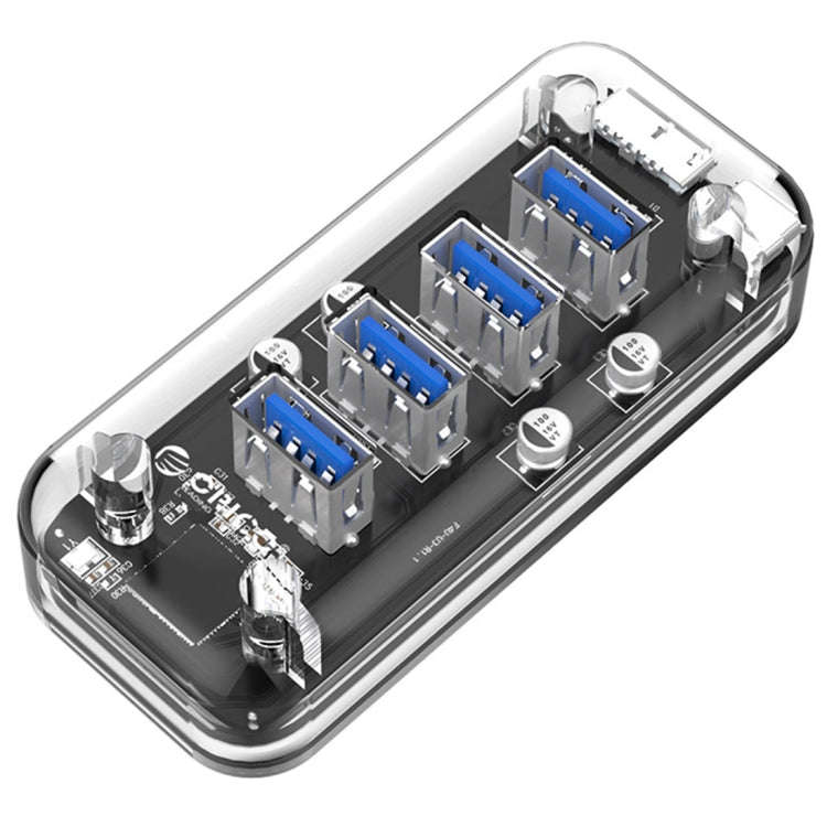 ORICO F4U 4 x USB 3.0 Ports 5Gbps Fast Transmission Desktop HUB with Blue LED Indicator Light(Tra...