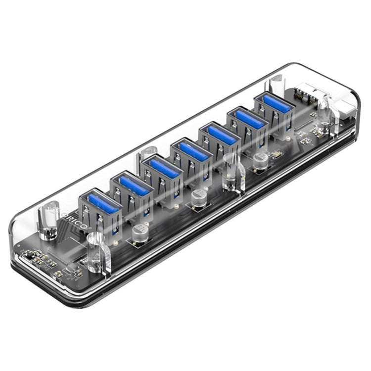 ORICO F7U 7 x USB 3.0 Ports 5Gbps Fast Transmission Desktop HUB with Blue LED Indicator Light (Tr...