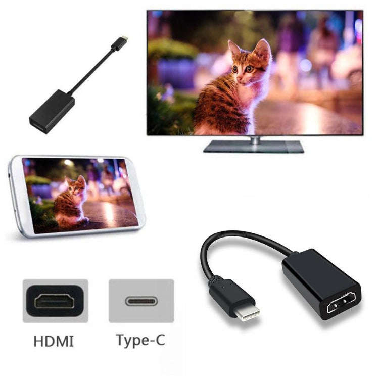 DNX-1 Mini Portable USB 3.1 USB-C/Type-C to HDMI HD 4K Conversion Cable(Black)