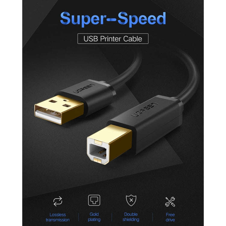UGREEN USB 2.0 Gold-plated Printer Cable Data Cable, For Canon, Epson, HP, Cable Length: 1.5m