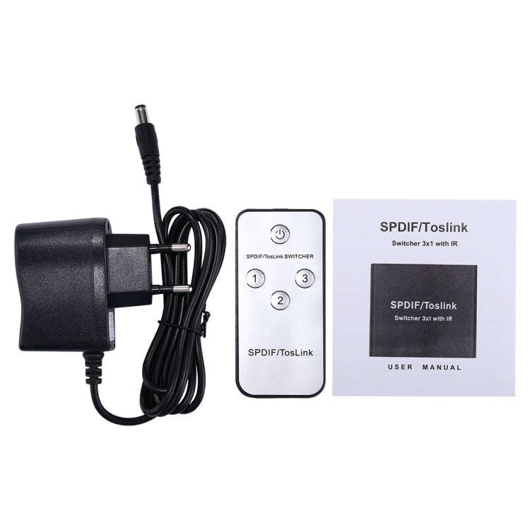 NK-3X1 Full HD SPDIF / Toslink Digital Optical Audio 3 x 1 Switcher Extender with IR Remote Contr...