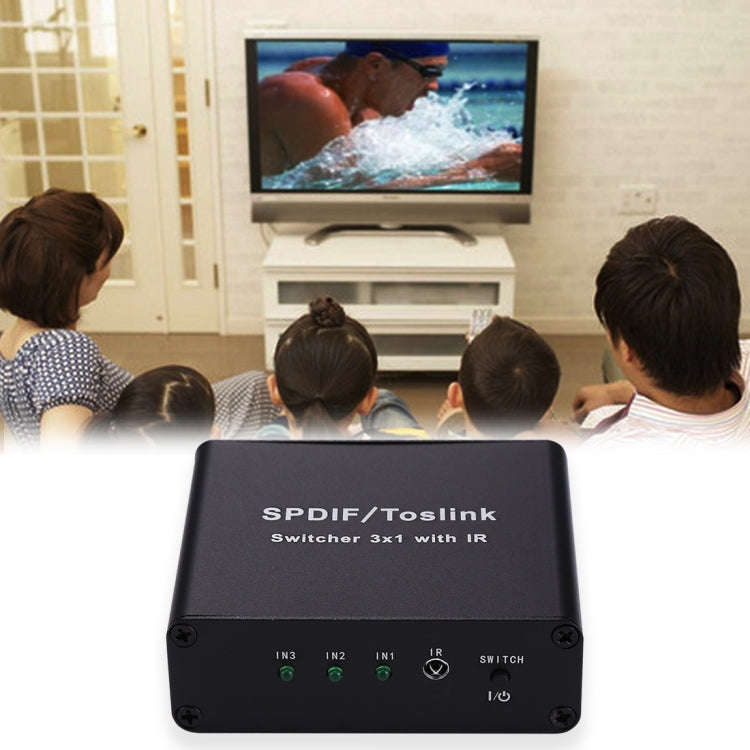 NK-3X1 Full HD SPDIF / Toslink Digital Optical Audio 3 x 1 Switcher Extender with IR Remote Contr...