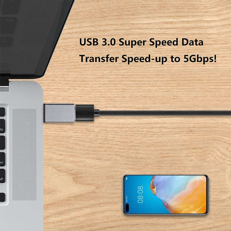 Aluminum Alloy USB-C / Type-C 3.1 Male to USB 3.0 Female Data / Charger Adapter(Silver)
