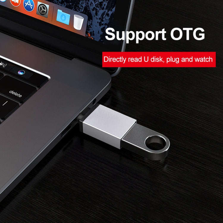 Aluminum Alloy USB-C / Type-C 3.1 Male to USB 3.0 Female Data / Charger Adapter(Silver)