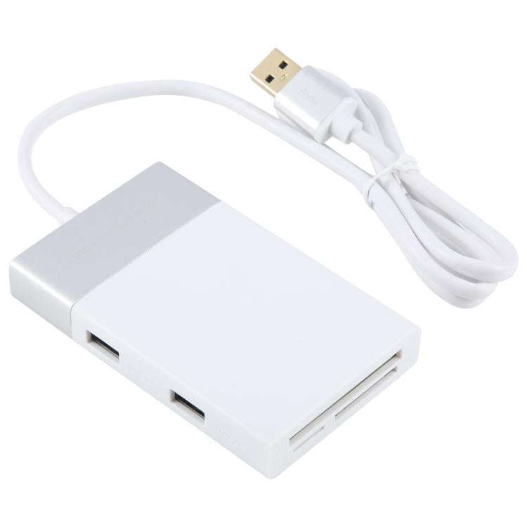 6 In 1 Multi-function Dual USB 3.0 + XQD + CF + TF + SD Card Reader (Silver)