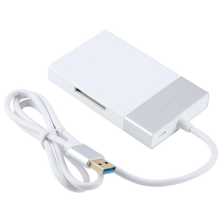 6 In 1 Multi-function Dual USB 3.0 + XQD + CF + TF + SD Card Reader (Silver)