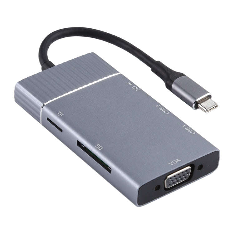 7 In 1 Dual USB 3.0 + TF/SD + HDMI/VGA + 3.5mm Jack + Type-C / USB-C Multi-function USB-C Dock St...