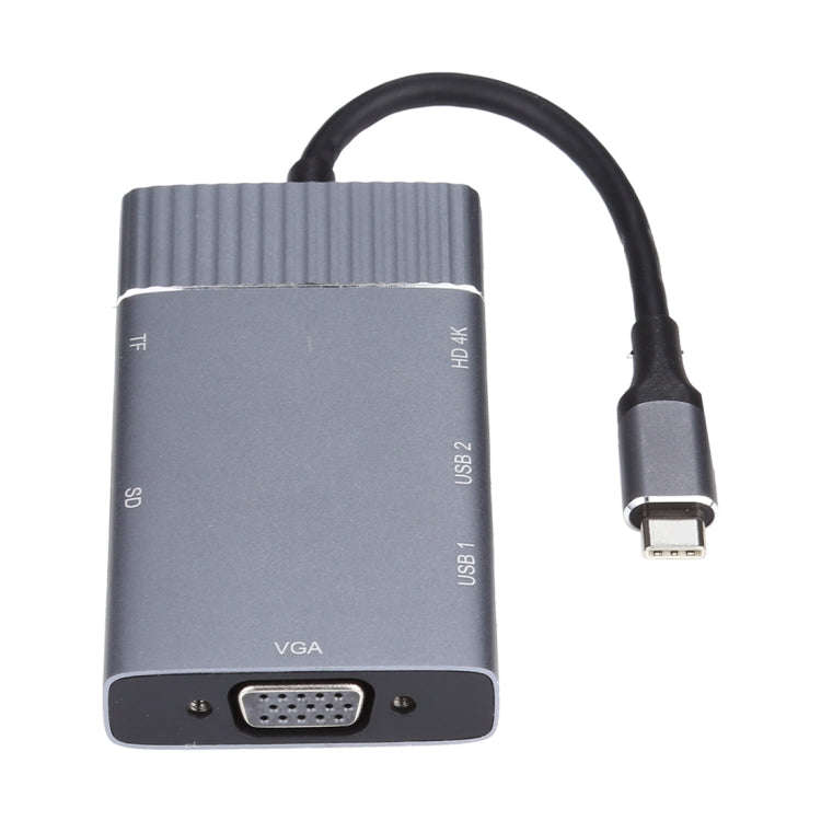 7 In 1 Dual USB 3.0 + TF/SD + HDMI/VGA + 3.5mm Jack + Type-C / USB-C Multi-function USB-C Dock St...