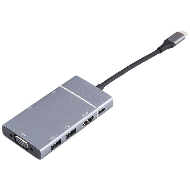 7 In 1 Dual USB 3.0 + TF/SD + HDMI/VGA + 3.5mm Jack + Type-C / USB-C Multi-function USB-C Dock St...