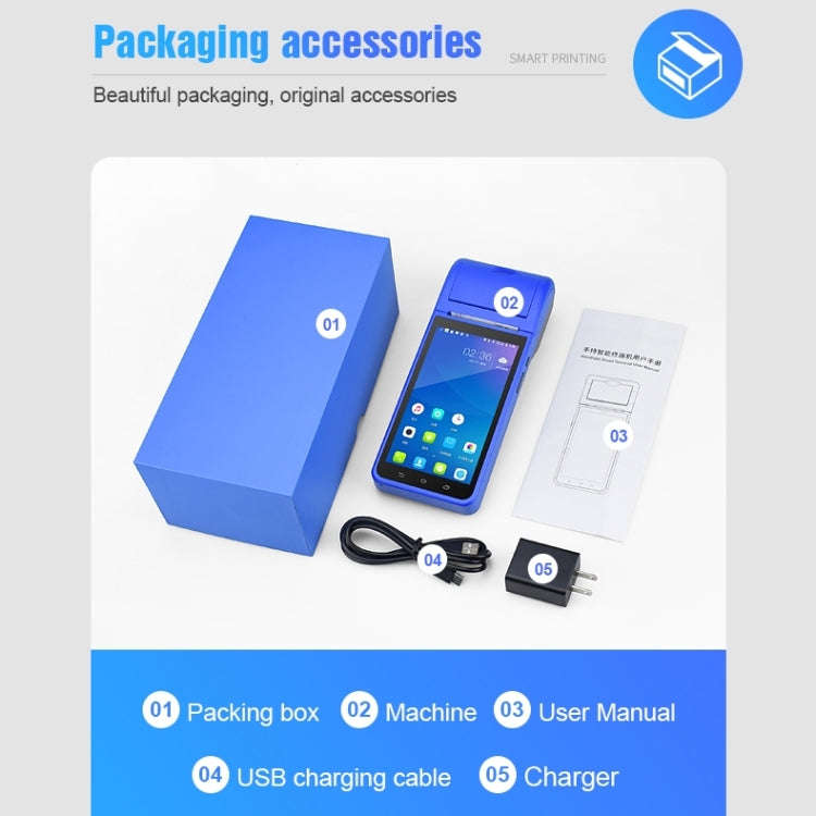 POS-6000 4G Version 1GB+8GB 58mm PDA Handheld 5.5 inch QR Code Android Smart POS Teminal Scanner ...