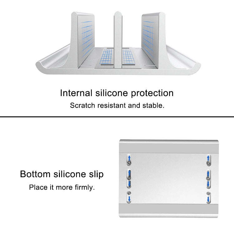 Universal Portable Aluminum Alloy Double Slot Width Adjustable Laptop Vertical Storage Stand Base...