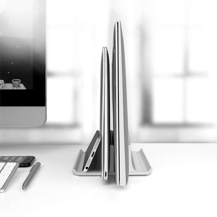 Universal Portable Aluminum Alloy Double Slot Width Adjustable Laptop Vertical Storage Stand Base...