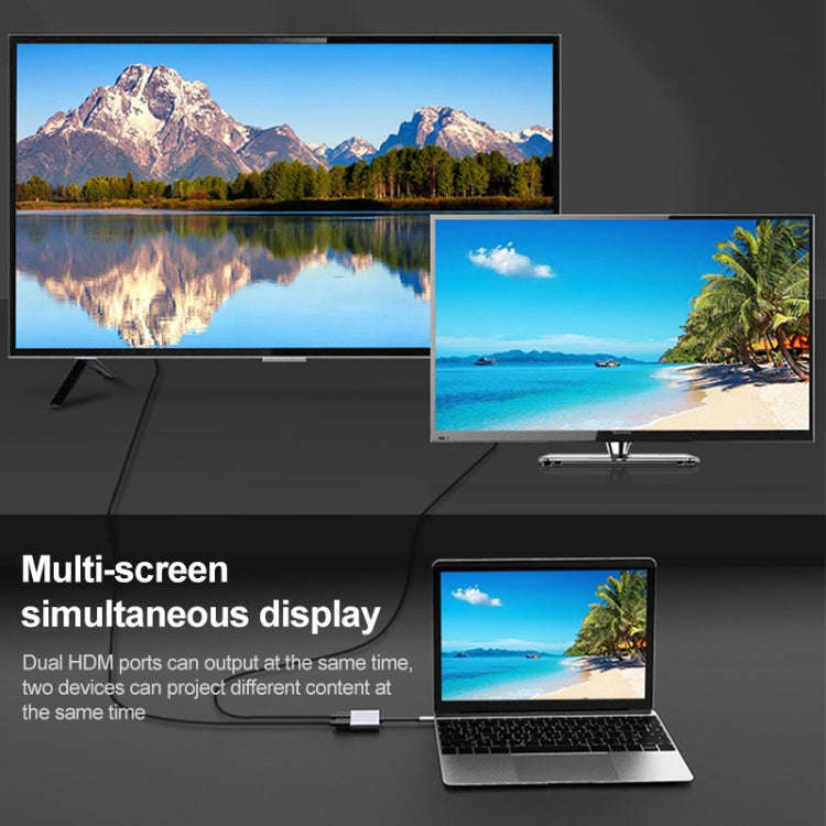 2 in 1 USB-C / Type-C to 2 x HDTV Ports HUB Adapter