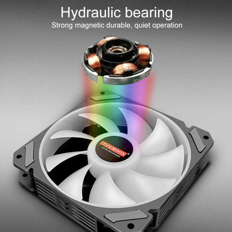 COOLMOON 12 Single Color RGB Light Remote Control Radiator Computer Case Cooler (Black)