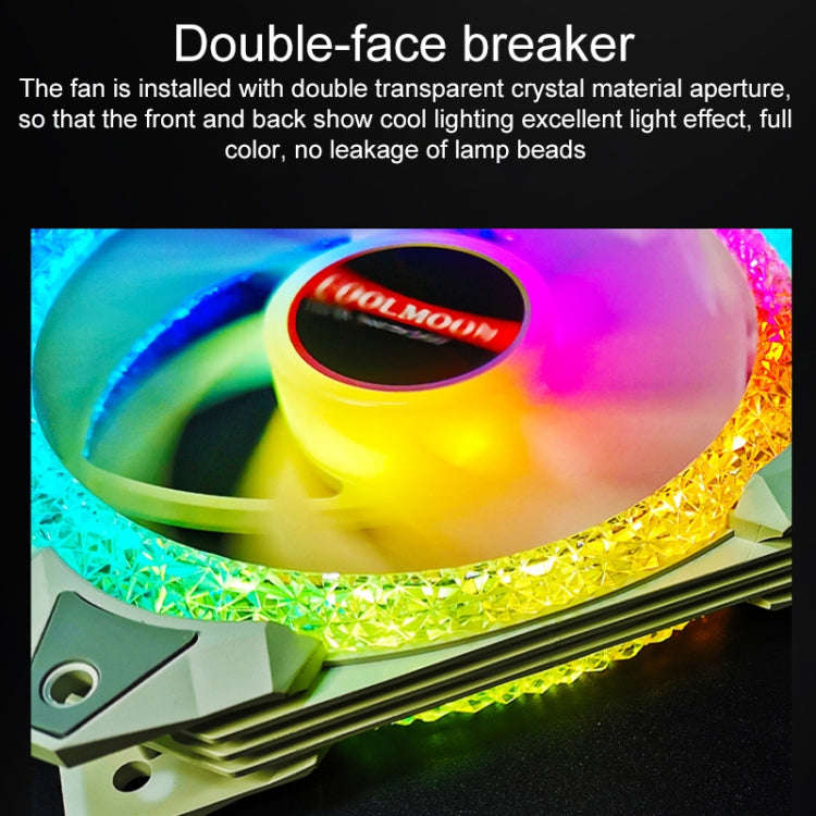COOLMOON AS2 PWM Controlled Cooling Fan 12CM Dual-aperture Computer Water Cooling ARGB Chassis Fa...