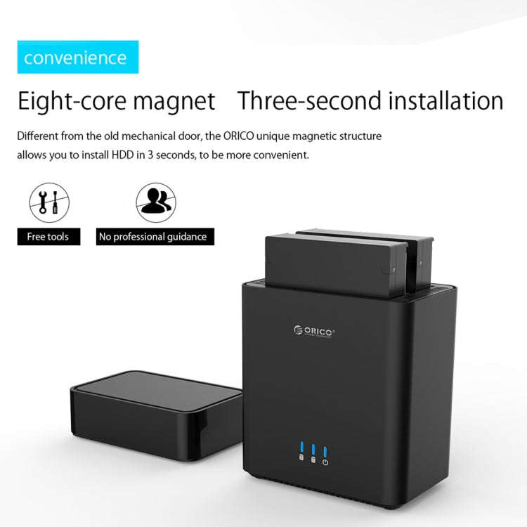 ORICO DS200U3 3.5 inch 2 Bay Magnetic-type USB 3.0 Hard Drive Enclosure with Blue LED Indicator(B...