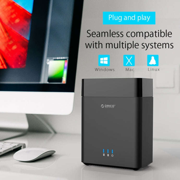 ORICO DS200U3 3.5 inch 2 Bay Magnetic-type USB 3.0 Hard Drive Enclosure with Blue LED Indicator(B...