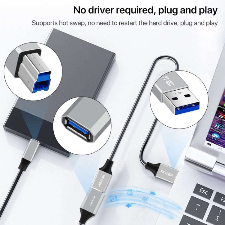 USB-C / Type-C 3.1 to USB 3.0 Male Square Port Printer Data Transmission Extension Cable, Length:...