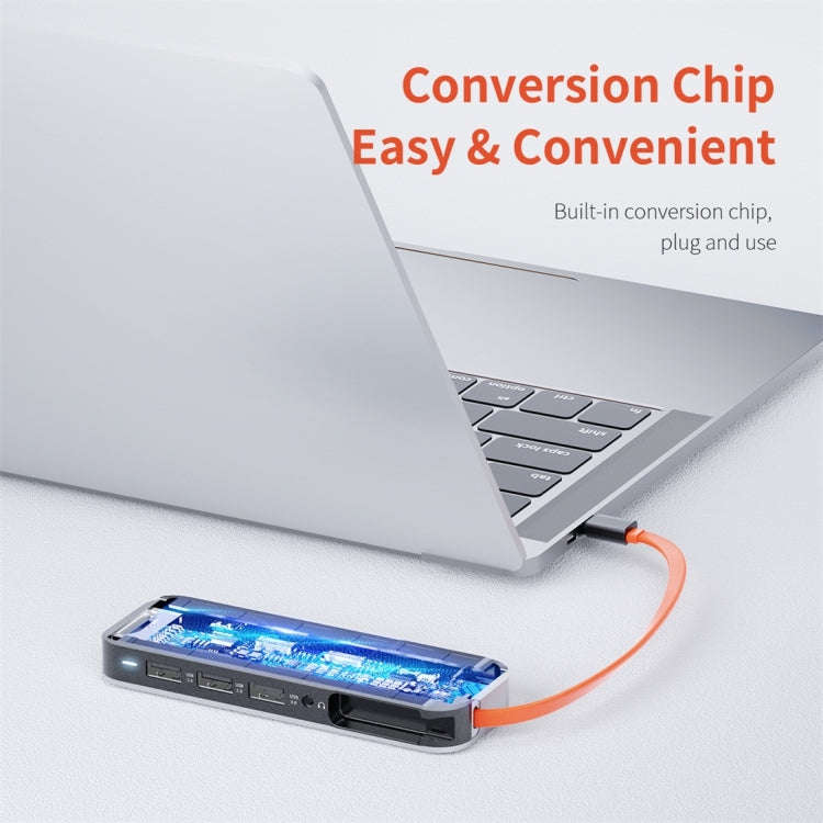 ROCK TR01 10 In 1 Type-C / USB-C to HDMI + VGA Multifunctional Extension HUB Adapter(Silver)