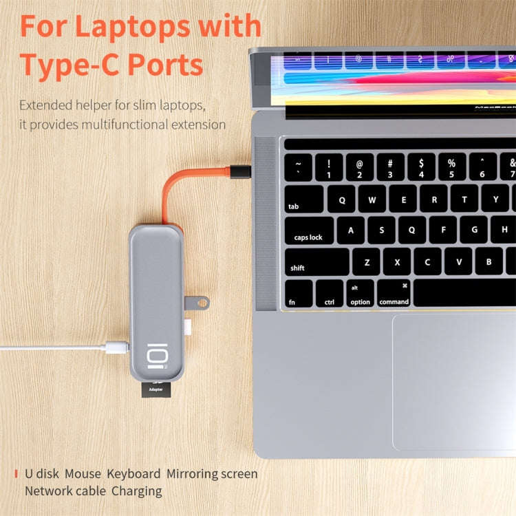 ROCK TR01 10 In 1 Type-C / USB-C to HDMI + VGA Multifunctional Extension HUB Adapter(Silver)