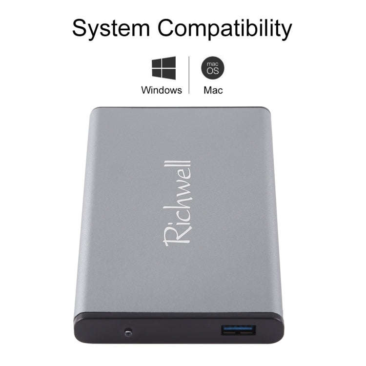 Richwell SATA R2-SATA-1TGB 1TB 2.5 inch USB3.0 Super Speed Interface Mobile Hard Disk Drive(Grey)