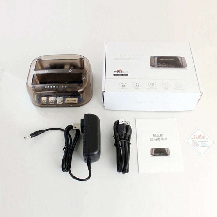 2.5 / 3.5 inch USB3.0 Dual SATA HDD Enclosure with HUB & OTB Function, The Maximum Support Capaci...