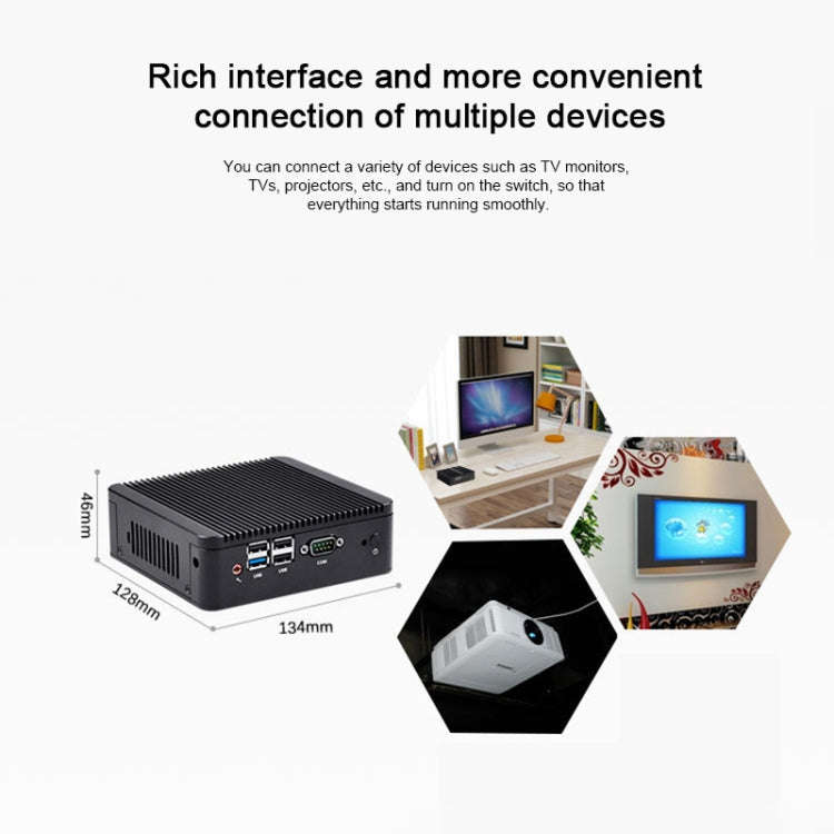 Fanless Mini Industrial Control PC with 4 USB Ports & RS-232 COM Port, 8GB RAM, Intel Celeron N29...