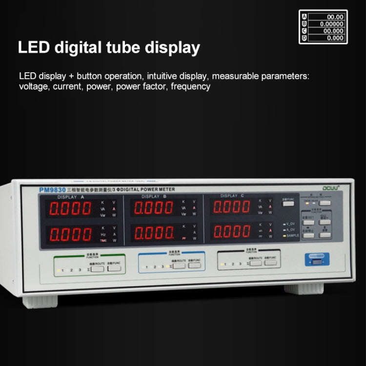 DCUU PM9830 500V 80A Three Phase Digital AC Voltage Current Power Factor & Power Meter (EU Plug)