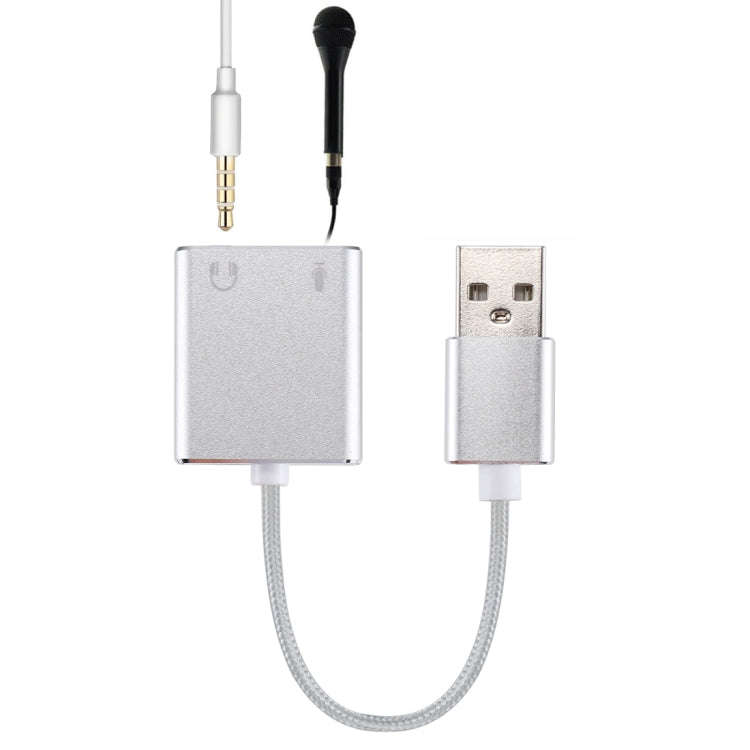 Aluminum Alloy Shell External USB Virtual 7.1 Channel Sound Card with 13cm Cable for PC Laptop (S...