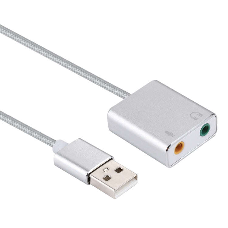 Aluminum Alloy Shell External USB Virtual 7.1 Channel Sound Card with 13cm Cable for PC Laptop (S...