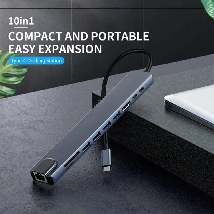 10 in 1 USB-C / Type-C Iinterface Docking Station Multi-function HUB