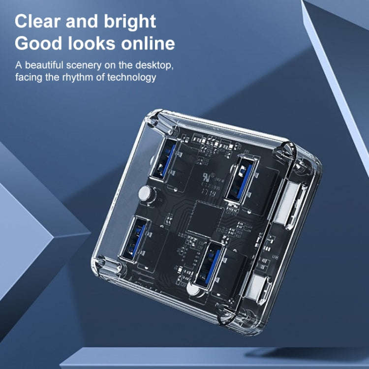 USB3.0 4 in 1 Multifunctional Desktop Square Transparent HUB